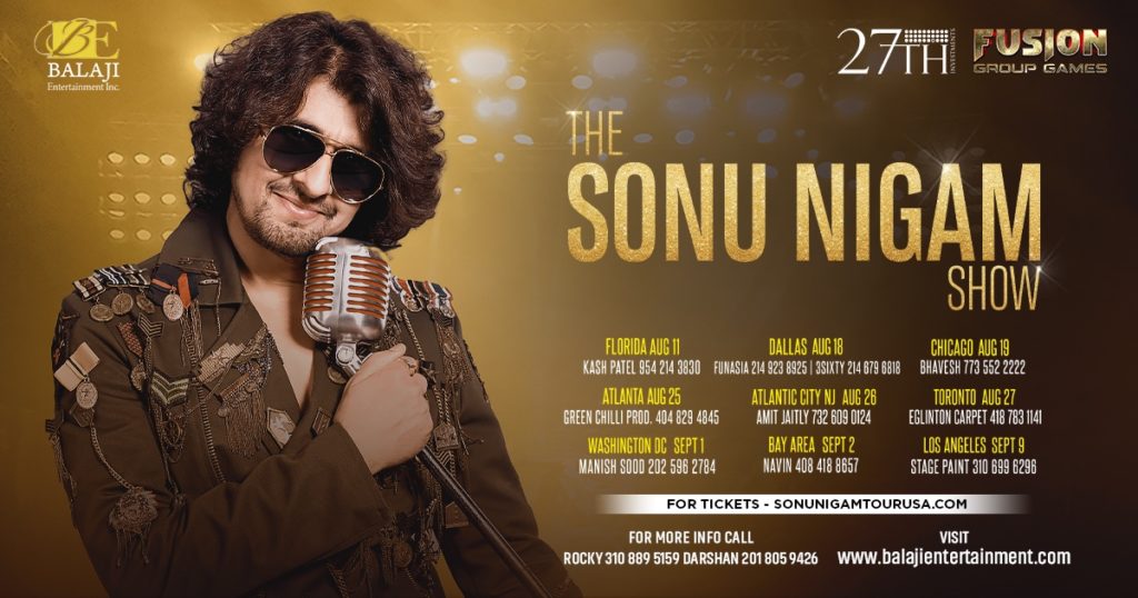 Sonu Nigam "The Sonu Nigam Show" Tour USA 2023 Kash Patel Productions