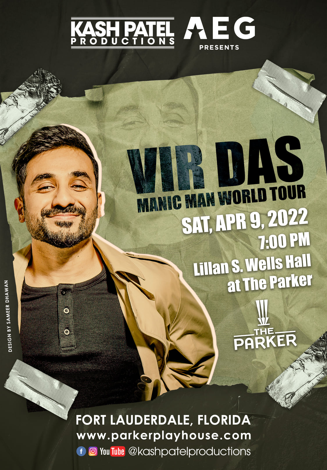 Vir Das: Manic Man World Tour at Parker Playhouse – April 9th, 2022